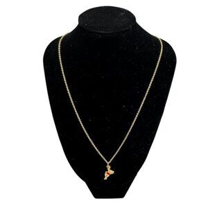Vintage Disney Winnie the Pooh Gold Tone Necklace Red Shirt Pendant